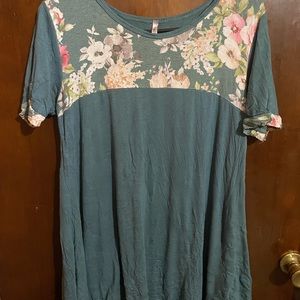 Green floral t shirt tunic